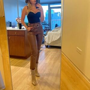 Brown Vegan Leather Pants